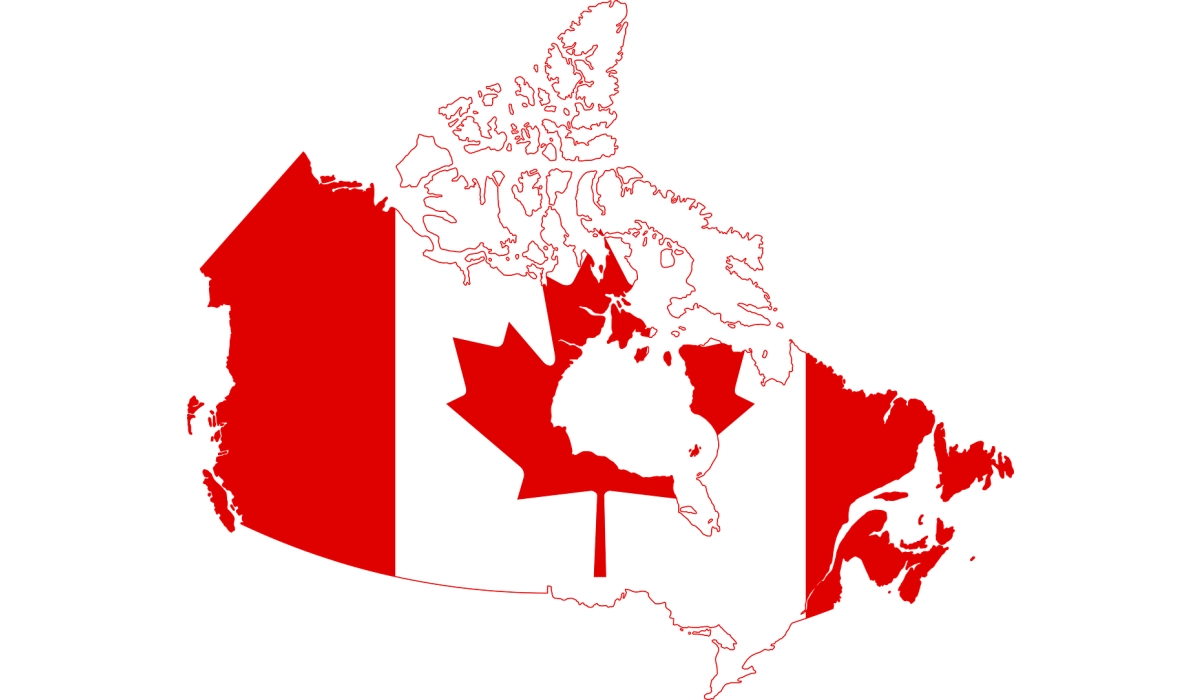 Map and flag of Canada